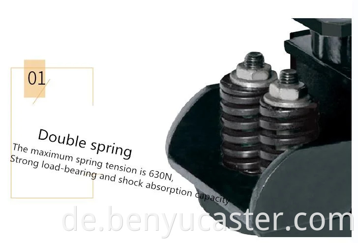 6 Zoll extra Ladung Polyurethan -Stoßdämpfer TPU Caster in schwarzer Farbe